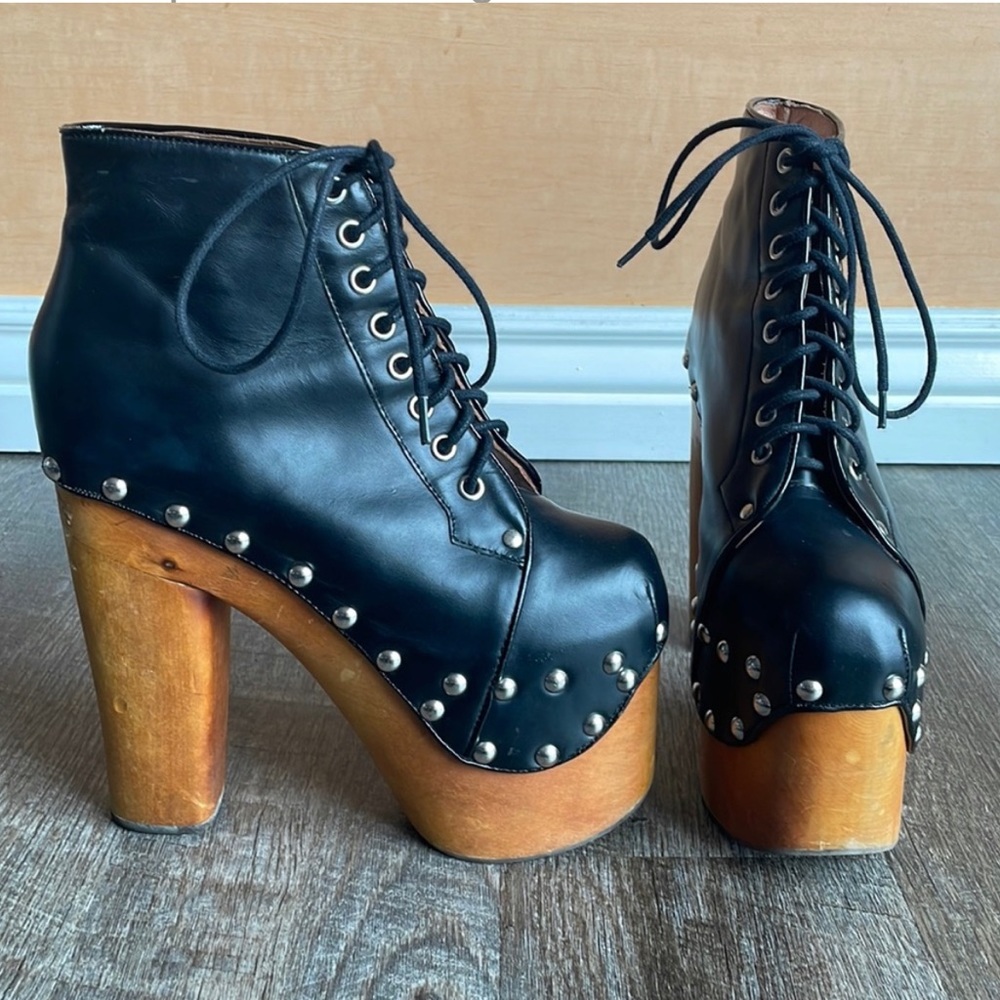 ⭐️ Jeffrey Campbell Lula Black Leather Platform Boots